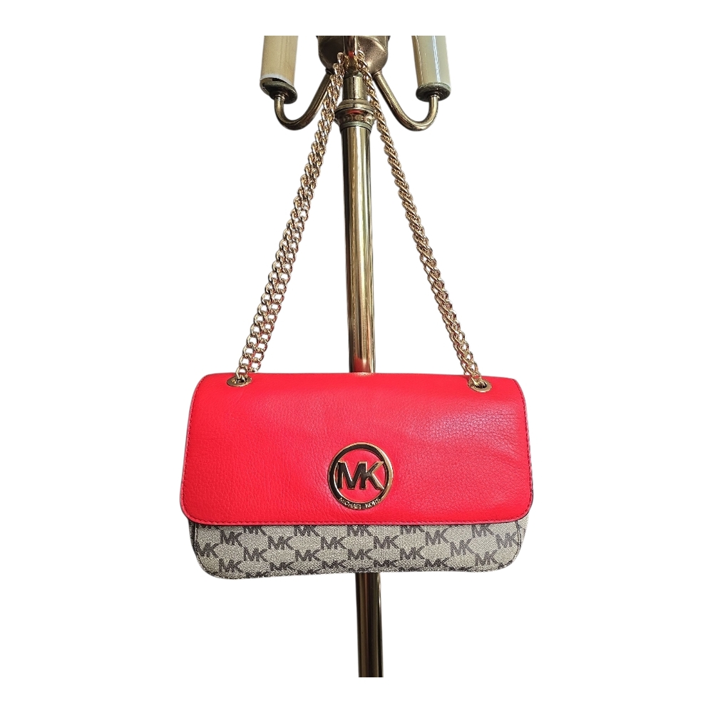 Michael Kors Orange and Brown Fulton Shoulder Bag, Preowned - Picture 11 of 15